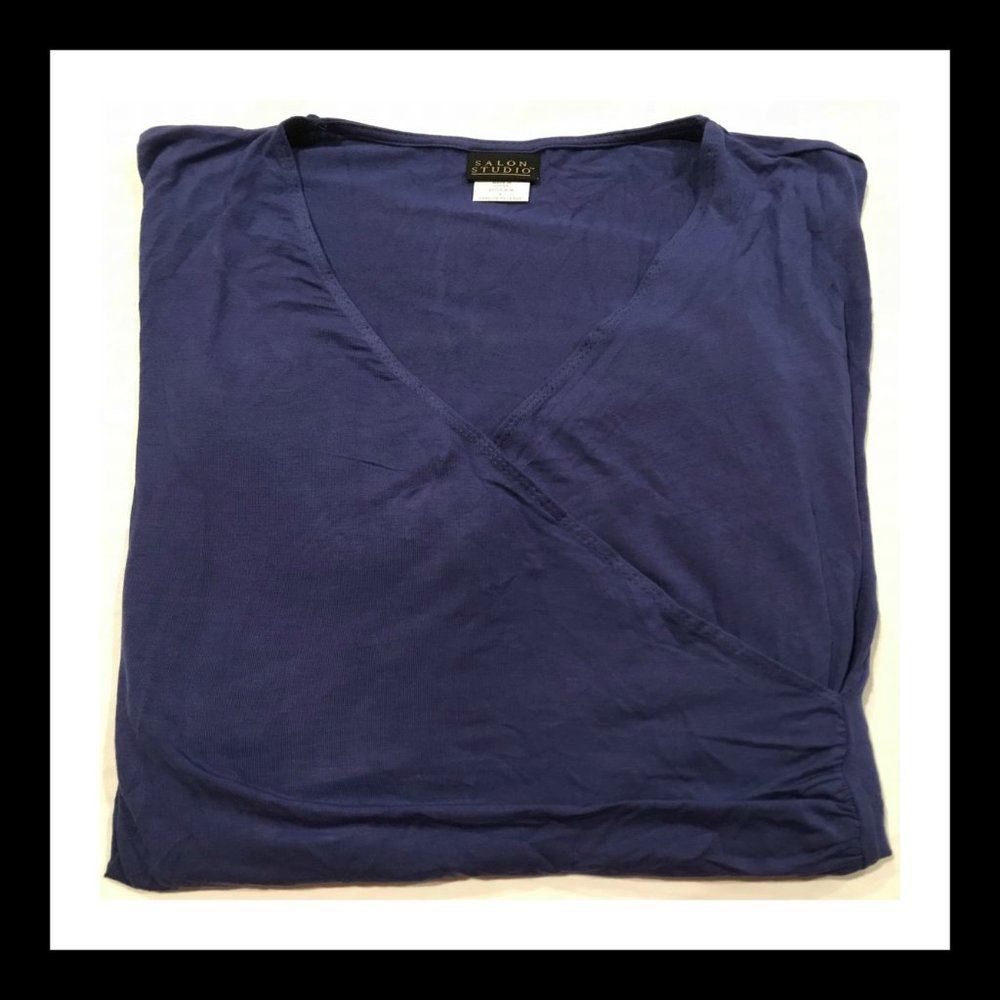 3/4" Sleeve Wrap-neck Blouse